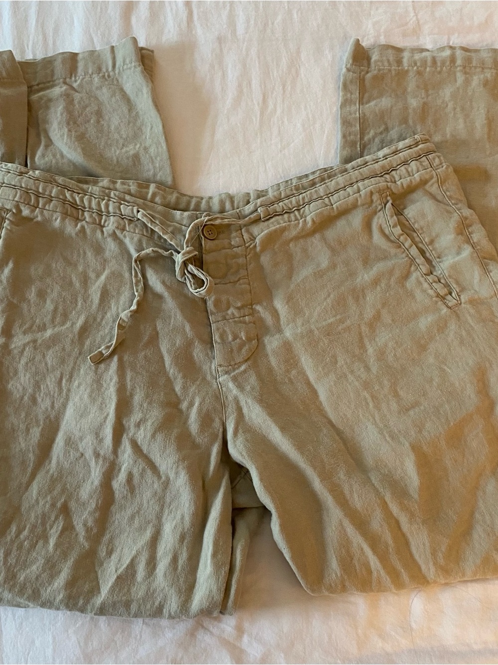 TOSCANO Aqua Pants Women’s 100% Linen Summer Resort 30” Wardrobe Staple